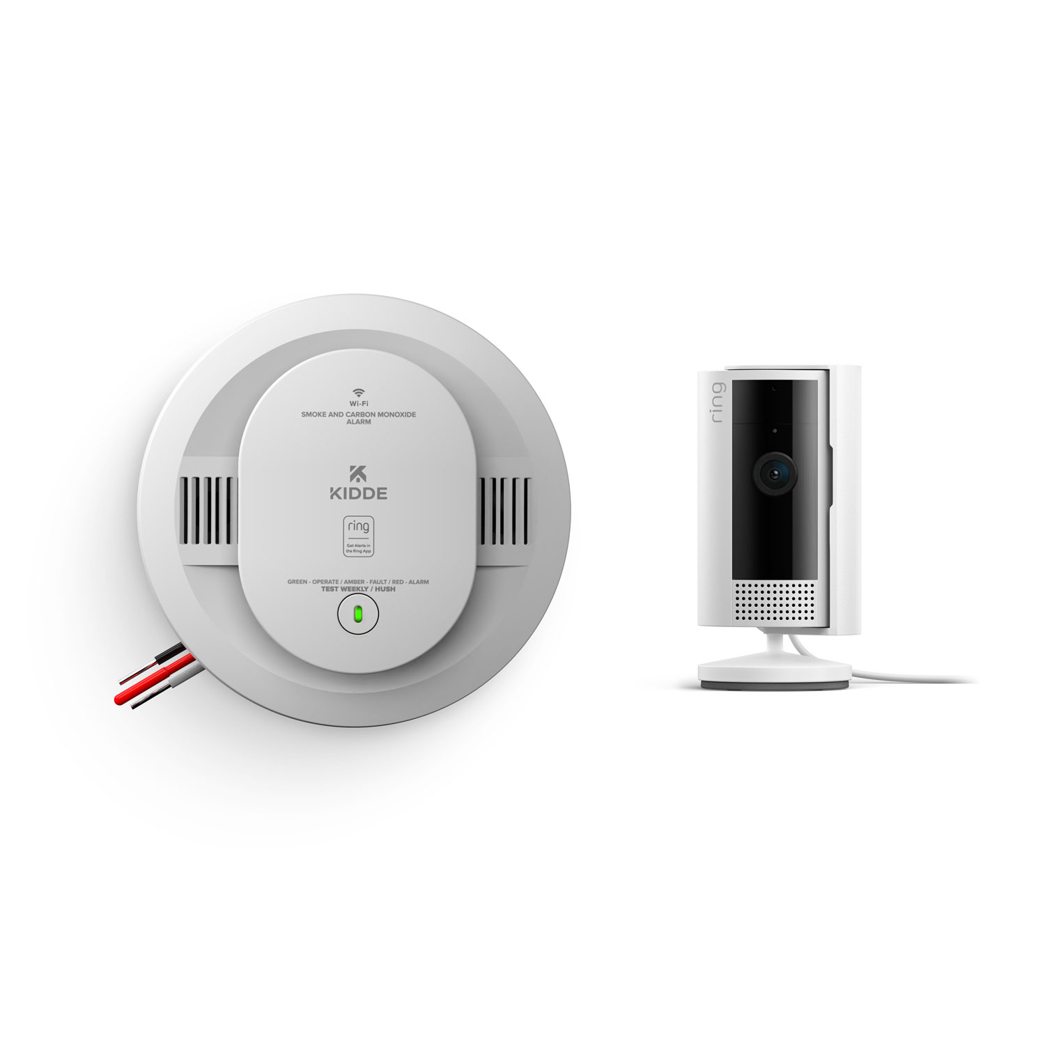 kidde kablet smart røg- og kuliltealarm indendørs kamera 2. generation fungerer med ringalarmsikkerhedssystem